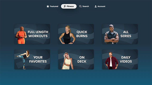 Good Vibes Wellness on Apple TV — Fitness categories home screen